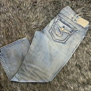 Silver super stretch Aiko mid Capri